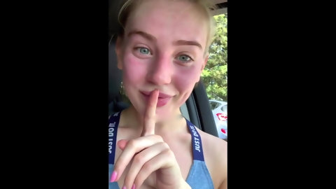 Shows tits in the parking lot
