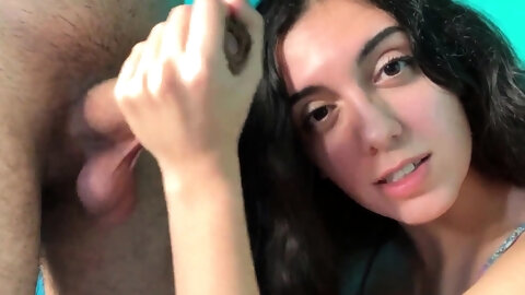 Amateur super sexy teen busty brunette in action
