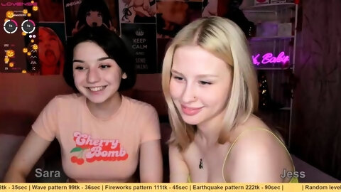 Blonde and brunette lesbian teen belles misbehave