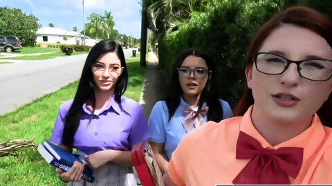 Nerdy College Girls with Glasses Foursome Fuck