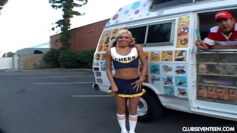 Blonde cutie Kacey Jordan enjoying a throbbing wiener in her mouth