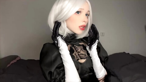 Beautiful Nier Automata looks even better with cock in her fragile hands