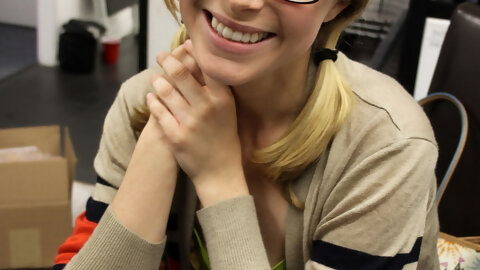 Cute nerd Penny Pax gets her face roughly dicked and covered in jizz